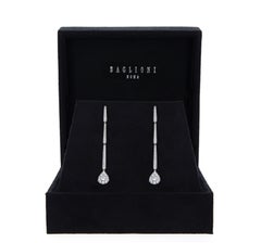18 Karat White Gold Pendant Earrings with 94 Diamonds Total Weight 1.50 Carat