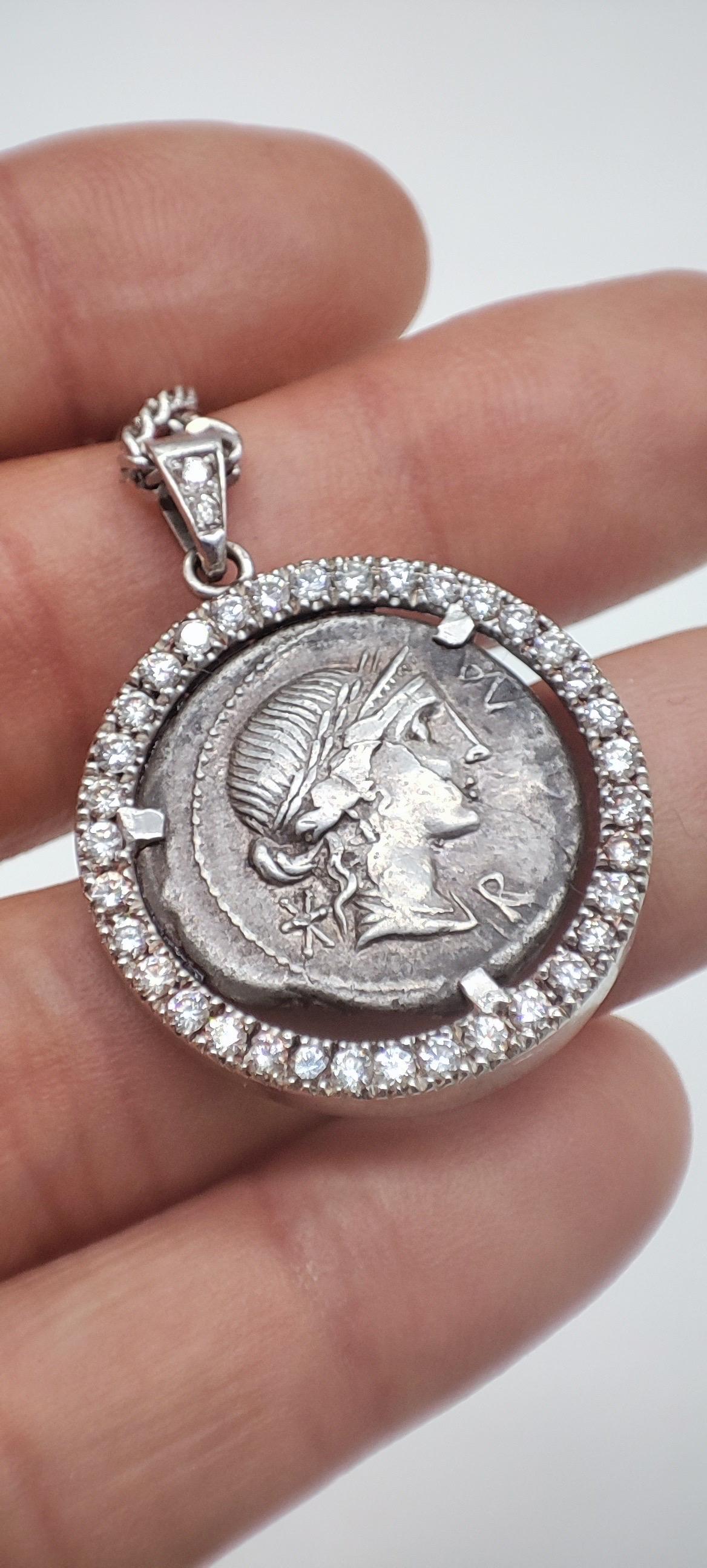 18kt Weißgold Anhänger römische Münze und Brillanten (Kunsthandwerker*in)
