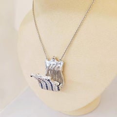 18KT Gold Petite Purse Necklace with 1.50 Carat Diamonds & 1.50 Carat Sapphires