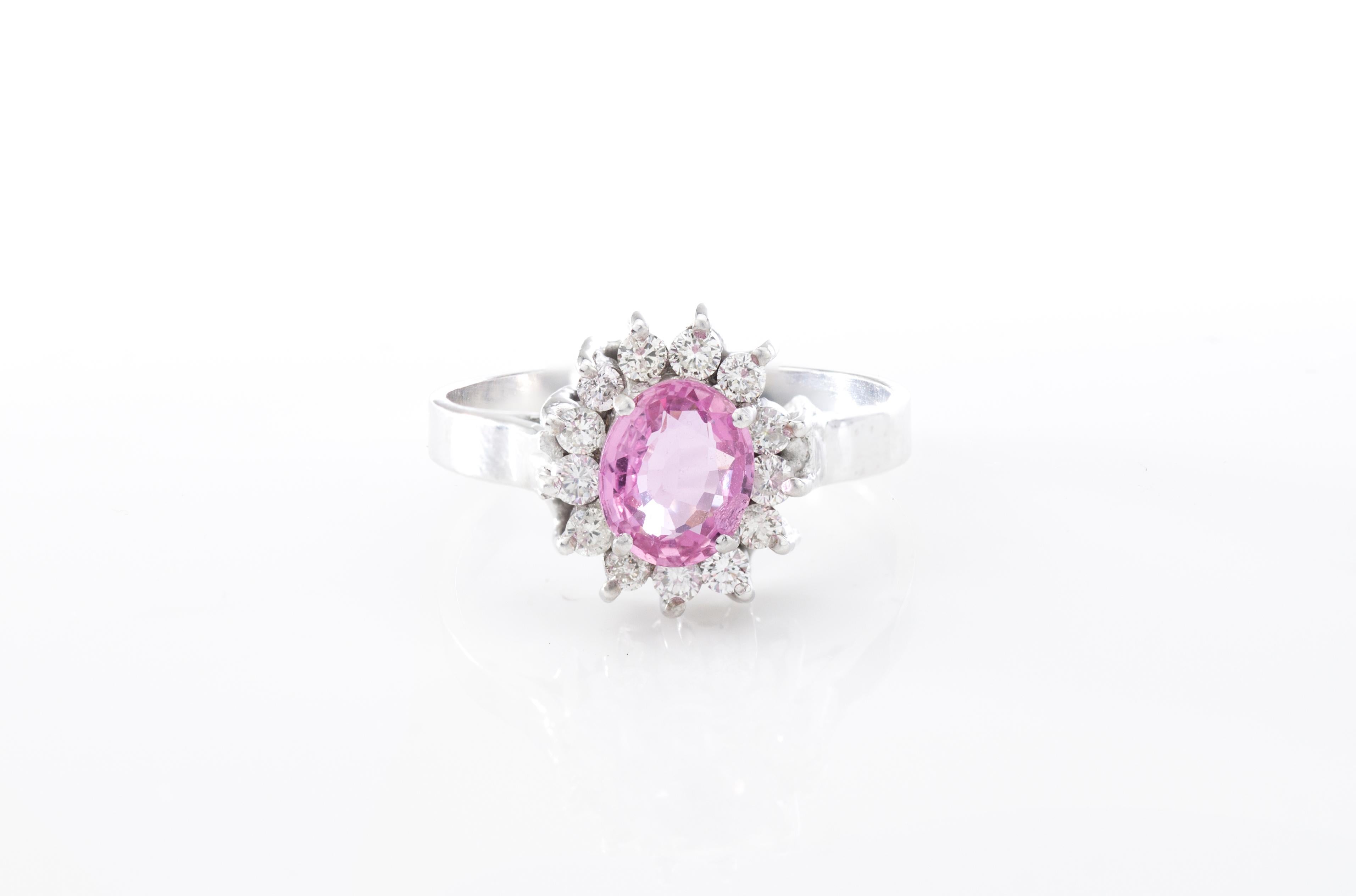 pink sapphire cluster ring