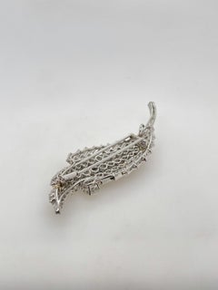 18kt White Gold & Platinum Diamond Leaf Brooch