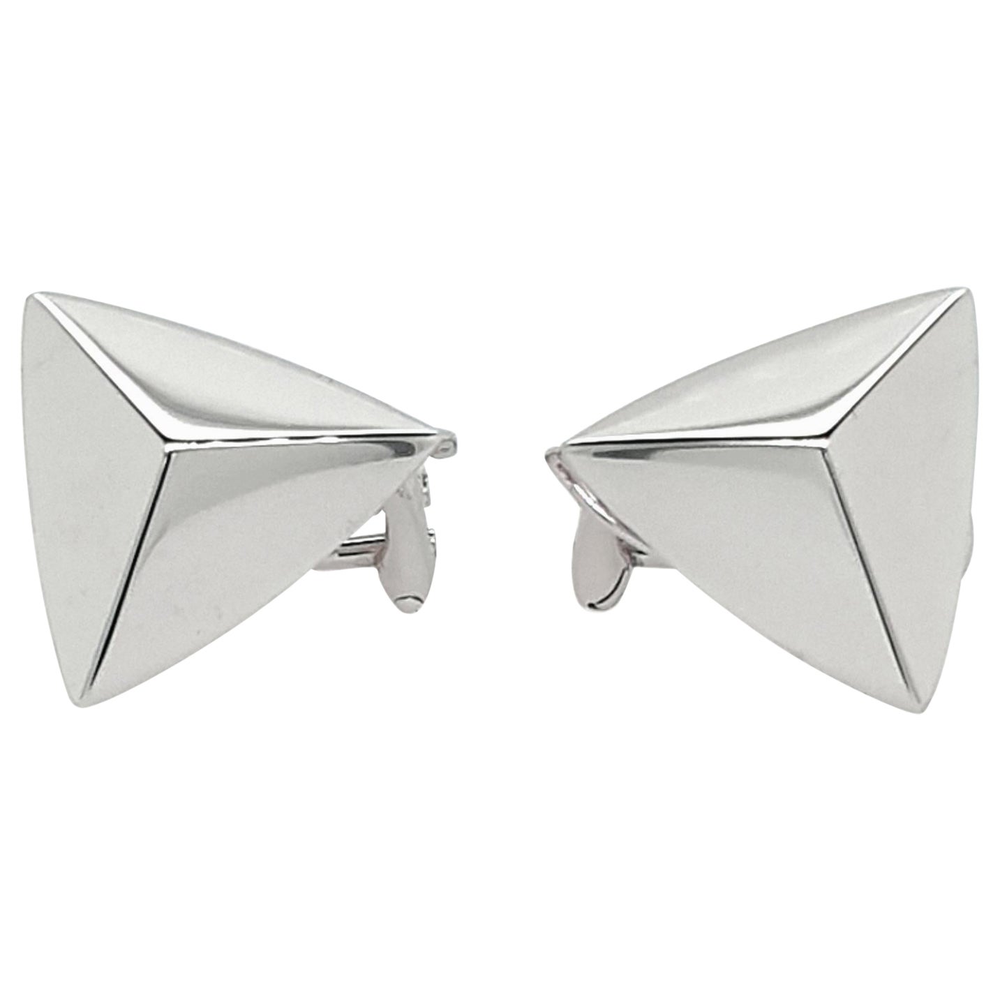 Boucles d'oreilles en or blanc 18 carats poli, boucles d'oreilles, clips d'oreilles, brillant