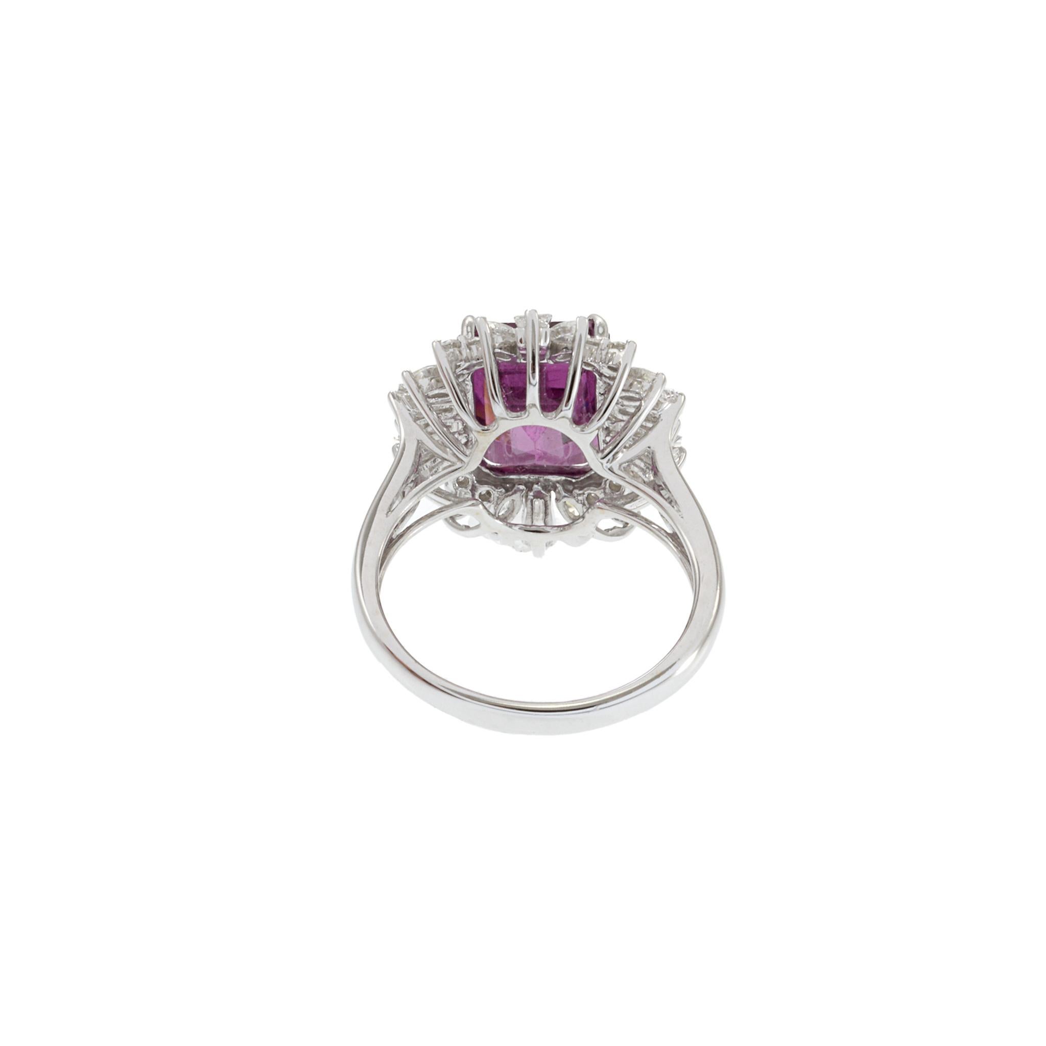 18KT White Gold Rhodolite Garnet And Diamond Cocktail Ring For Sale 4