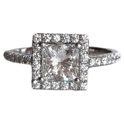 Bague en or blanc 18kt 3.00ct , Diamants blancs 1.32ct , Taille princesse, solitaire. en vente