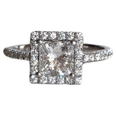 Bague en or blanc 18kt 3.00ct , Diamants blancs 1.32ct , Taille princesse, solitaire.