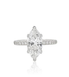 18kt White Gold Ring Marquise Diamond 2.00 D-vs2 Ce with 0.55ct Diamonds Setting