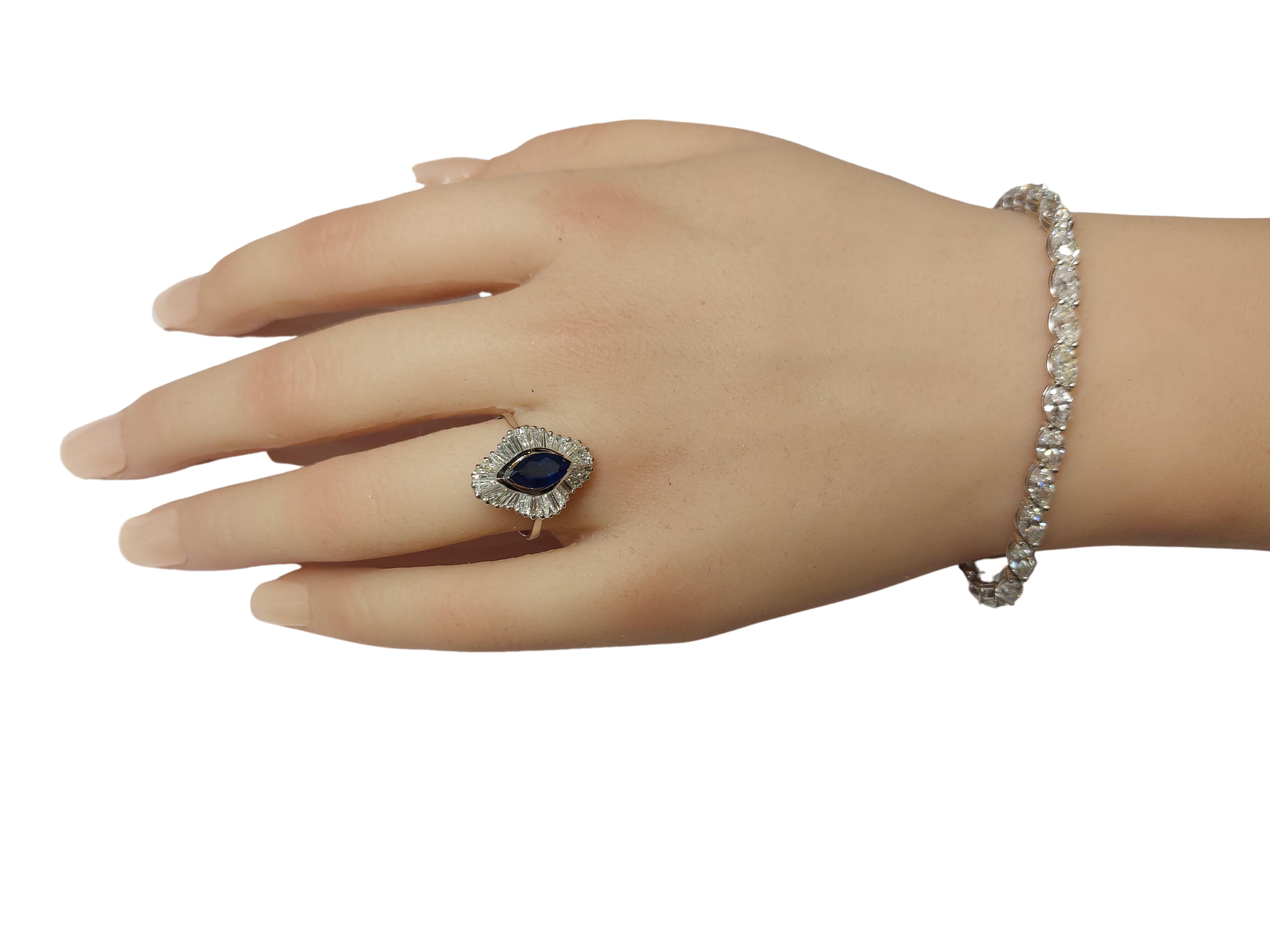 18kt White Gold Ring with 1.02ct Marquise Cut Sapphire and 2.4ct Diamonds For Sale 9