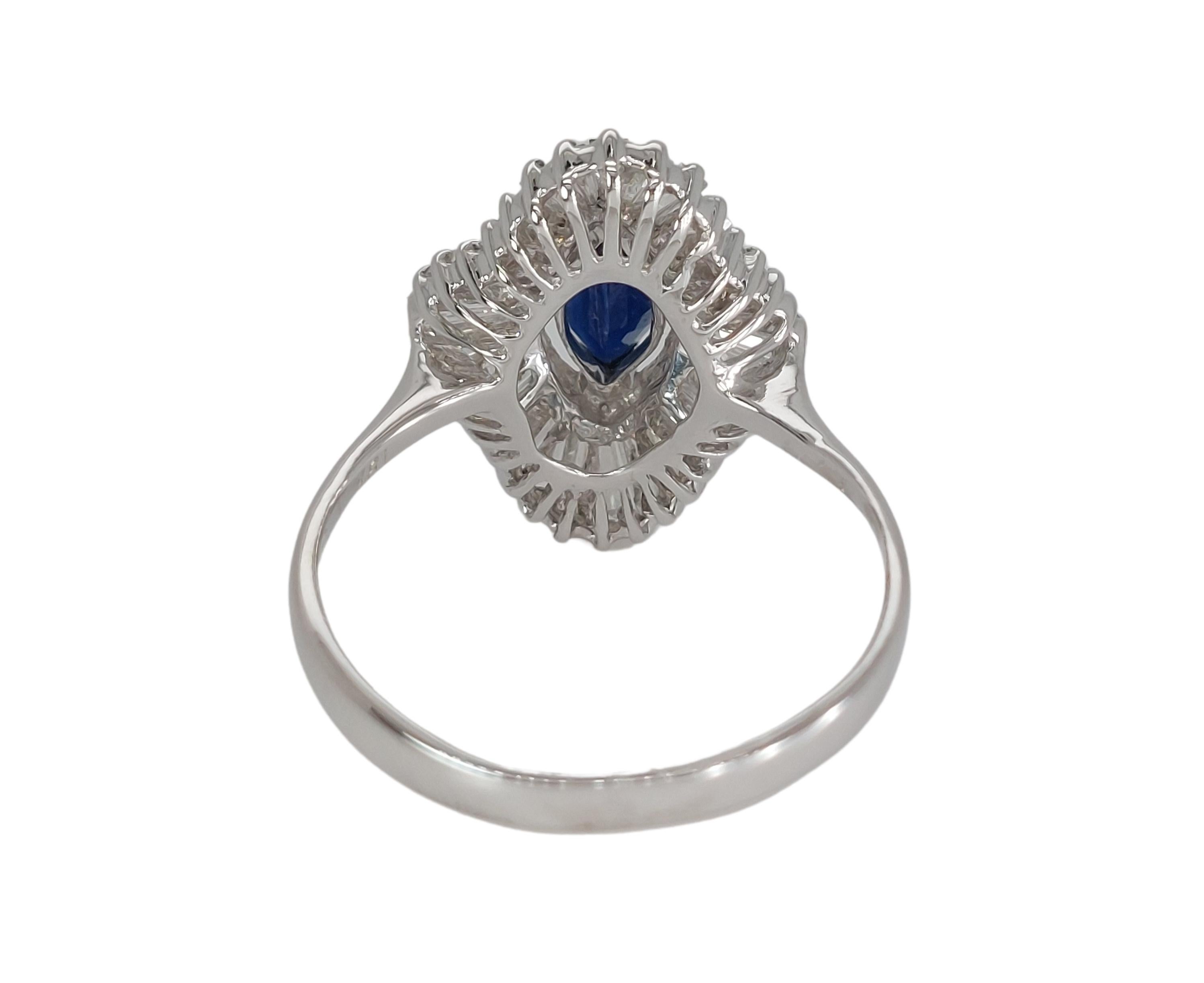 18kt White Gold Ring with 1.02ct Marquise Cut Sapphire and 2.4ct Diamonds For Sale 4