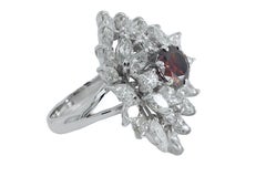 18kt White Gold Ring with 1.4ct Brown Diamond, Marquise & Brilliant Cut Diamonds