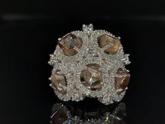 18kt Gold Ring with 6.11 Carat Rough Diamonds, 1.7 Carat Brilliant Cut Diamonds