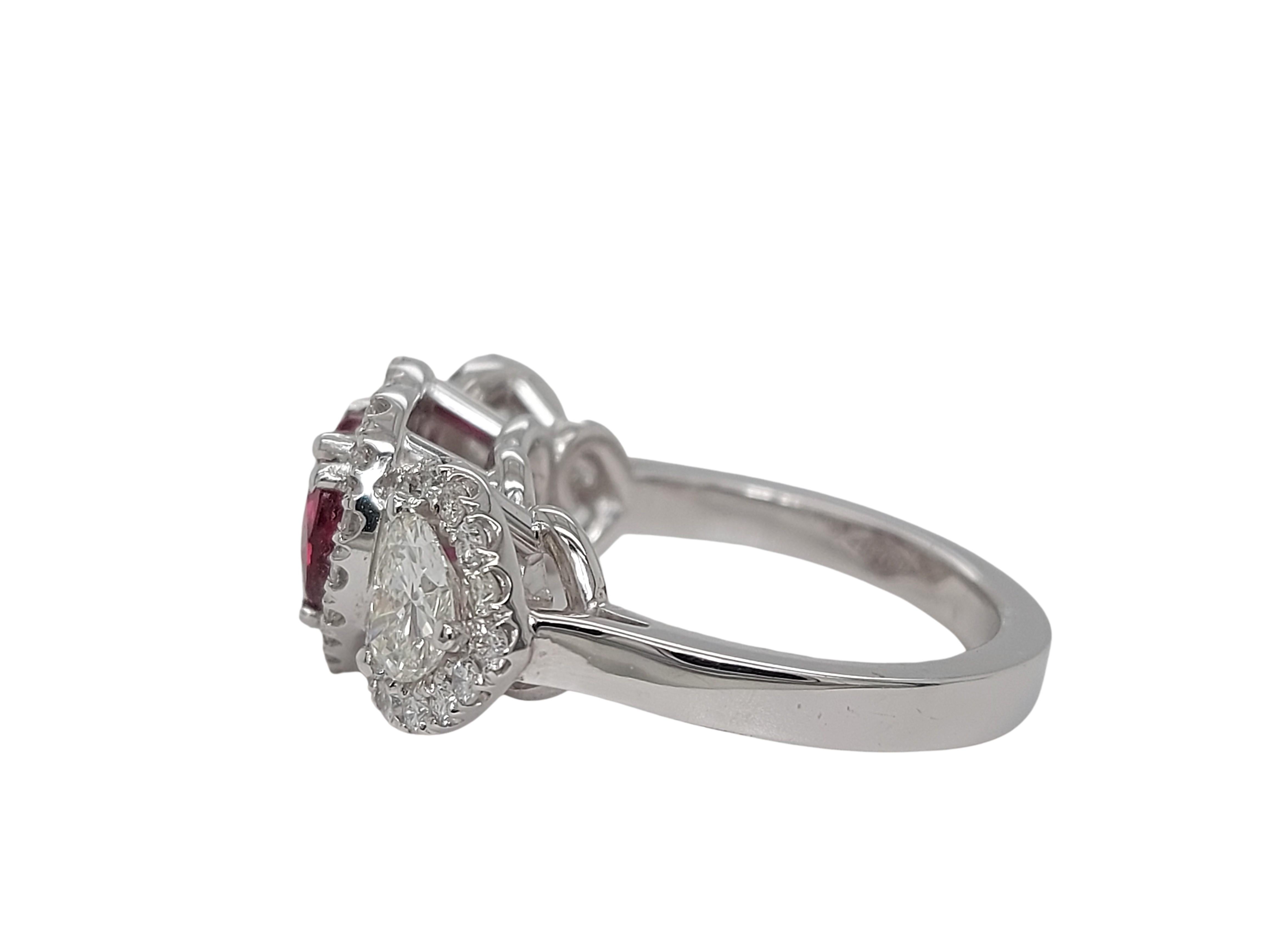 18kt White Gold Ring with Heart Shaped Ruby and Diamonds , CGL Certified For Sale 6