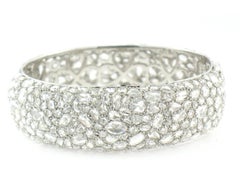 18 Karat White Gold Rose Cut Diamond Bangle