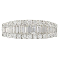 Fascia di diamanti tondi e baguette in oro bianco 18KT