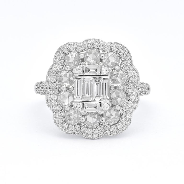 Natural Diamond Ring 1.80 cts 18 Karat White Gold Briolette