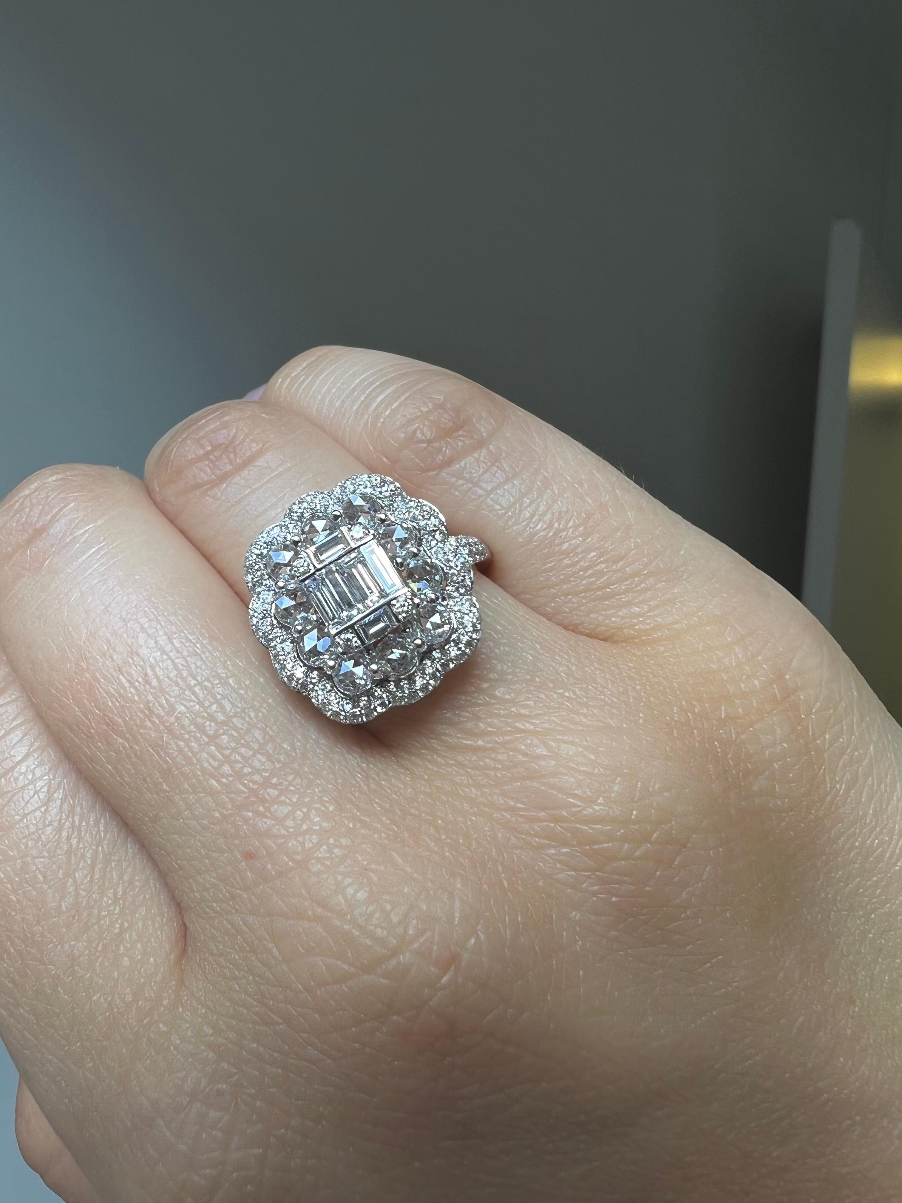 Natural Diamond Ring 1.80 cts 18 Karat White Gold Briolette Diamond Luxury Ring For Sale 2
