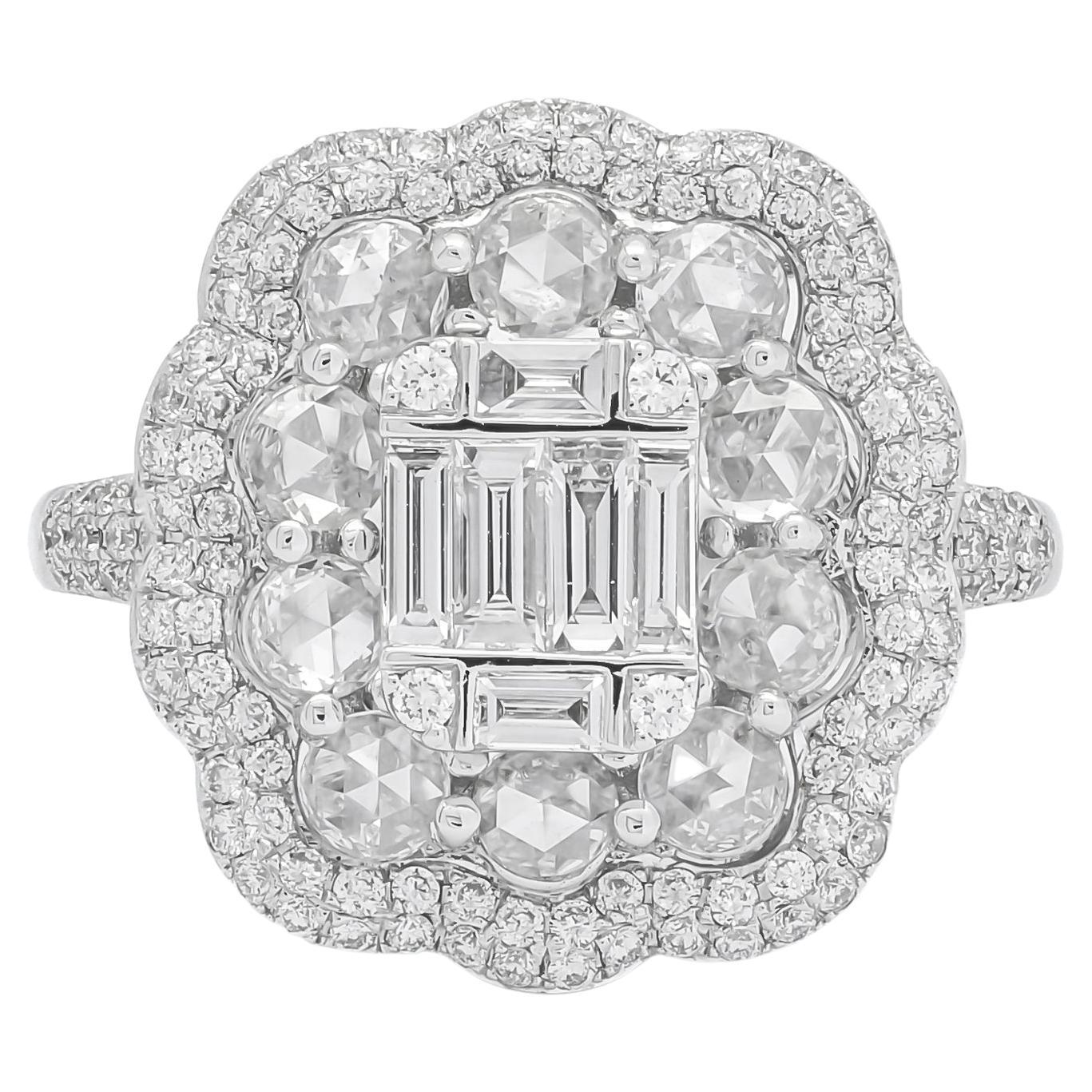 Natural Diamond Ring 1.80 cts 18 Karat White Gold Briolette Diamond Luxury Ring For Sale
