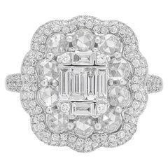 Bague de luxe en or blanc 18 carats avec diamants naturels de 1,80 carat