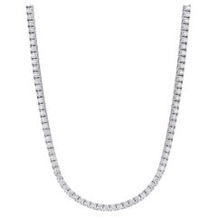 18kt Weißgold Runder Brillantschliff Diamant Tennis Halskette