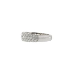 18KT White Gold Round Cut Diamond Wide Band