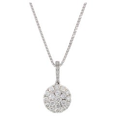 18KT White Gold Round Diamond Cluster Pendant