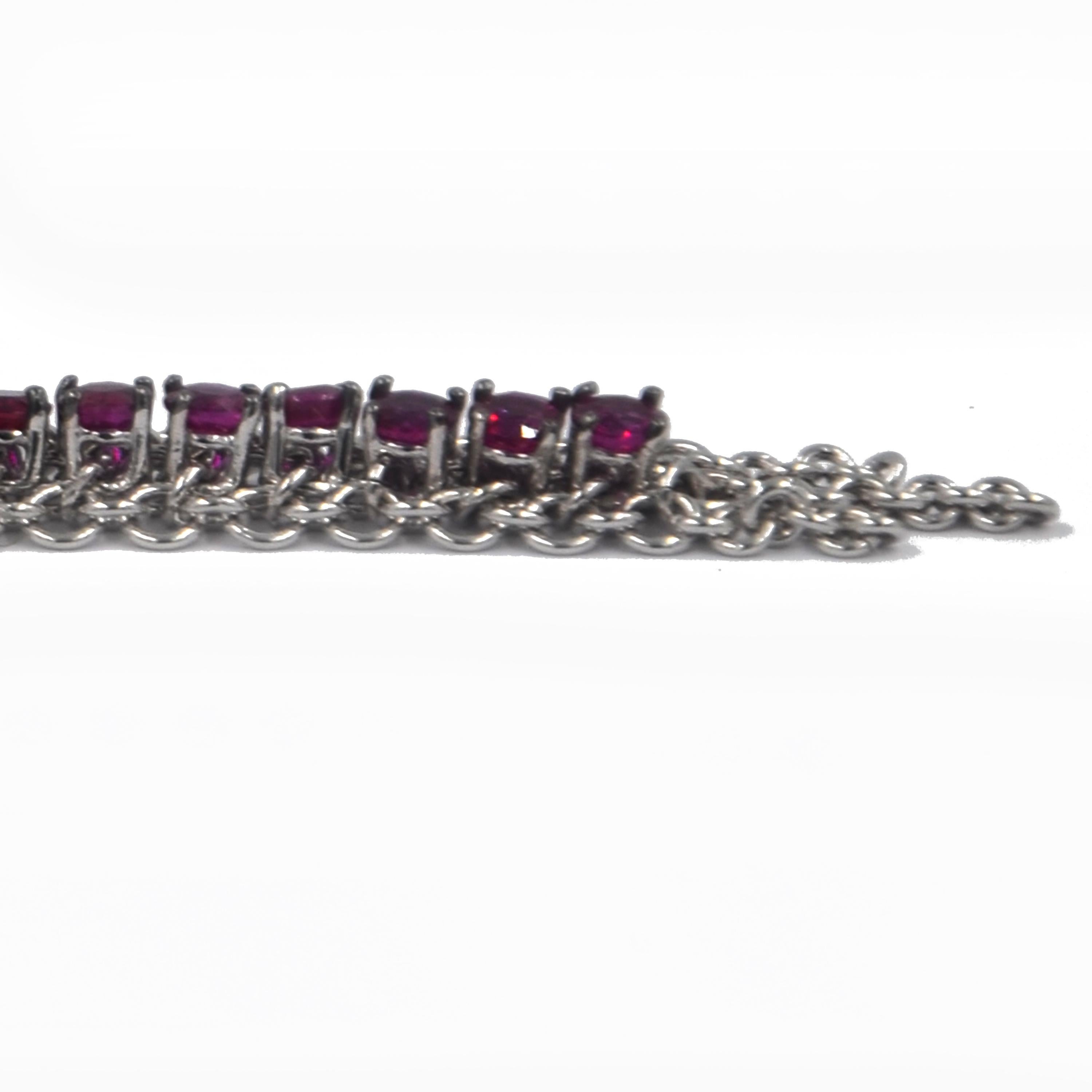 Modern 18 Karat White Gold Rubies and Diamonds Garavelli Long Earrings