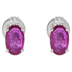18KT White Gold Ruby And Diamond Earrings