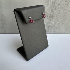 18 Karat Weißgold Rubin- und Diamant-Ohrringe mit Bewertung - 1,60 Karat Birnen Rubine