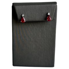 18kt White Gold Ruby and Diamond Earrings w/Appraisal - 1.60ctw Pear Rubies