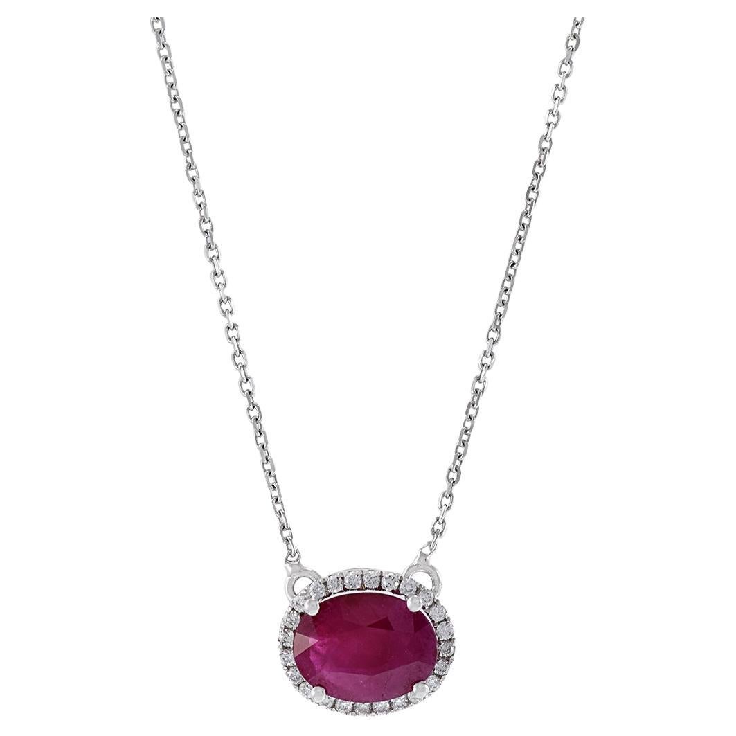 Collar de rubíes y diamantes de oro blanco de 18 quilates