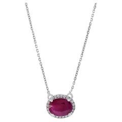 Collier en or blanc 18KT avec rubis et diamants