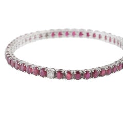 18KT White Gold Ruby and Diamond Tennis Bracelet