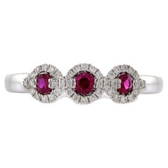 18KT White Gold Ruby and Diamond Triple Loop Ring