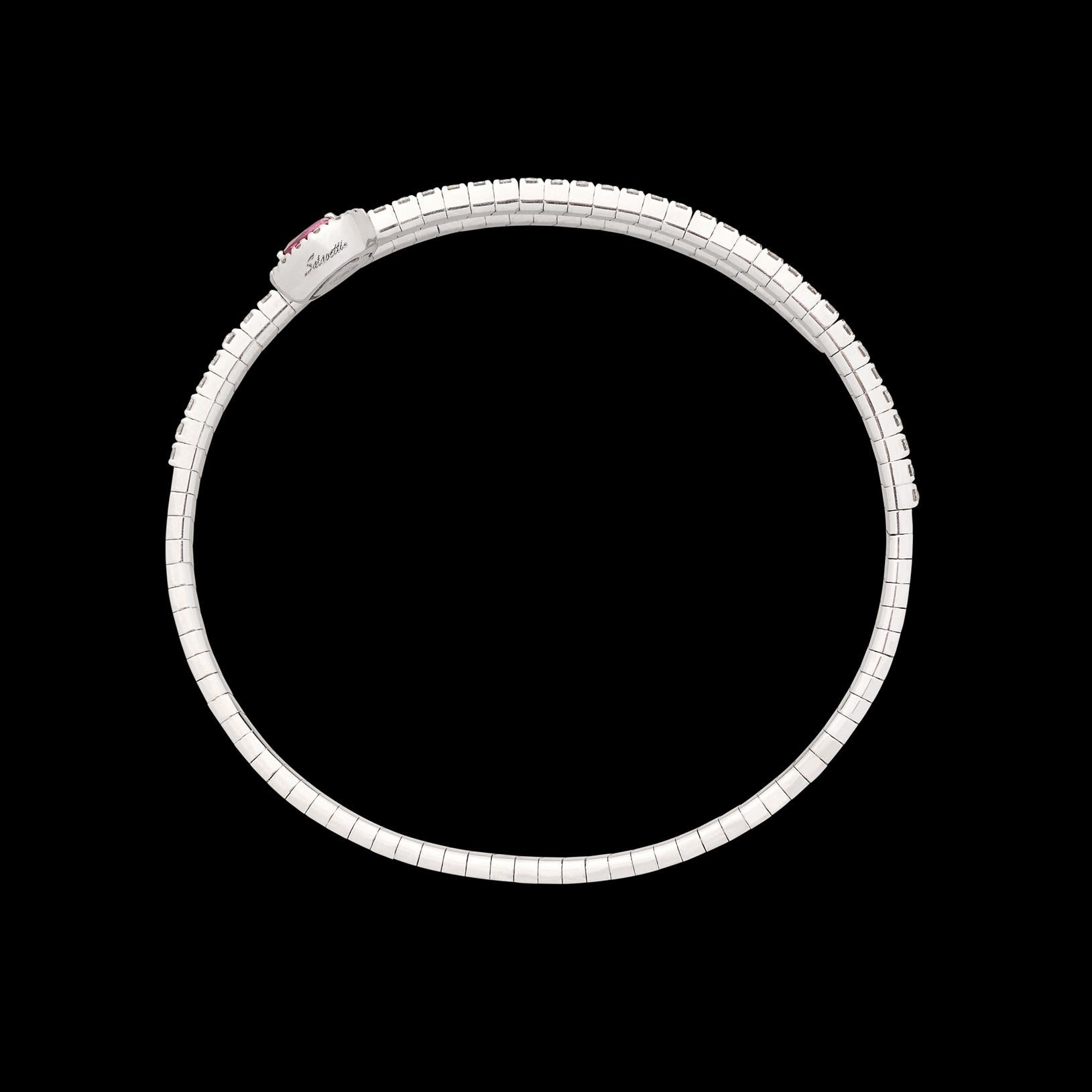 Donna Bracciale Flex in oro bianco 18kt con rubini e diamanti di Salavetti in vendita