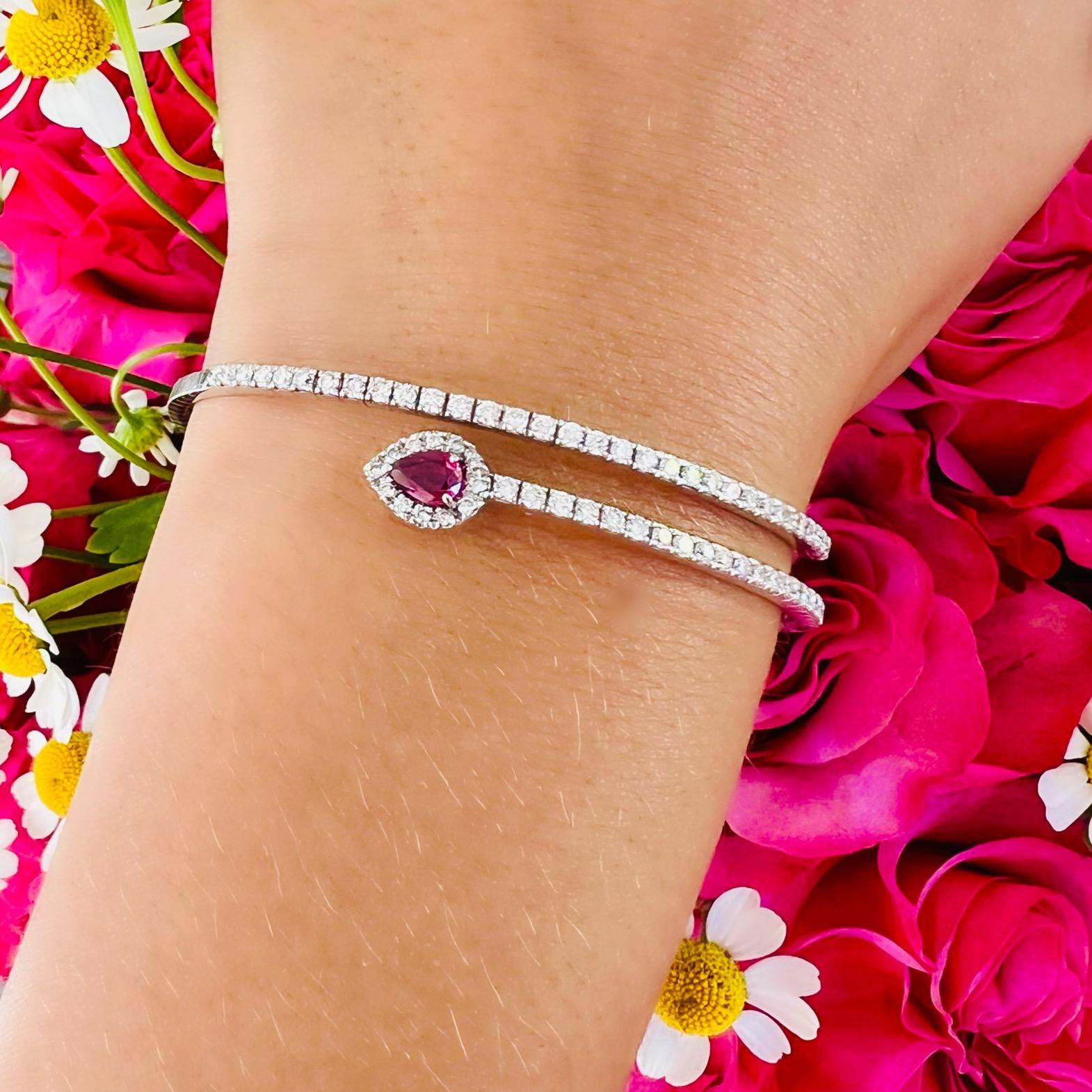 Bracciale Flex in oro bianco 18kt con rubini e diamanti di Salavetti in vendita 1