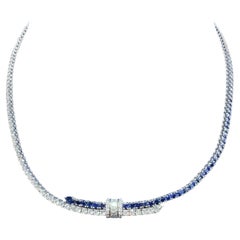 Collier en or blanc 18KT avec saphirs et diamants