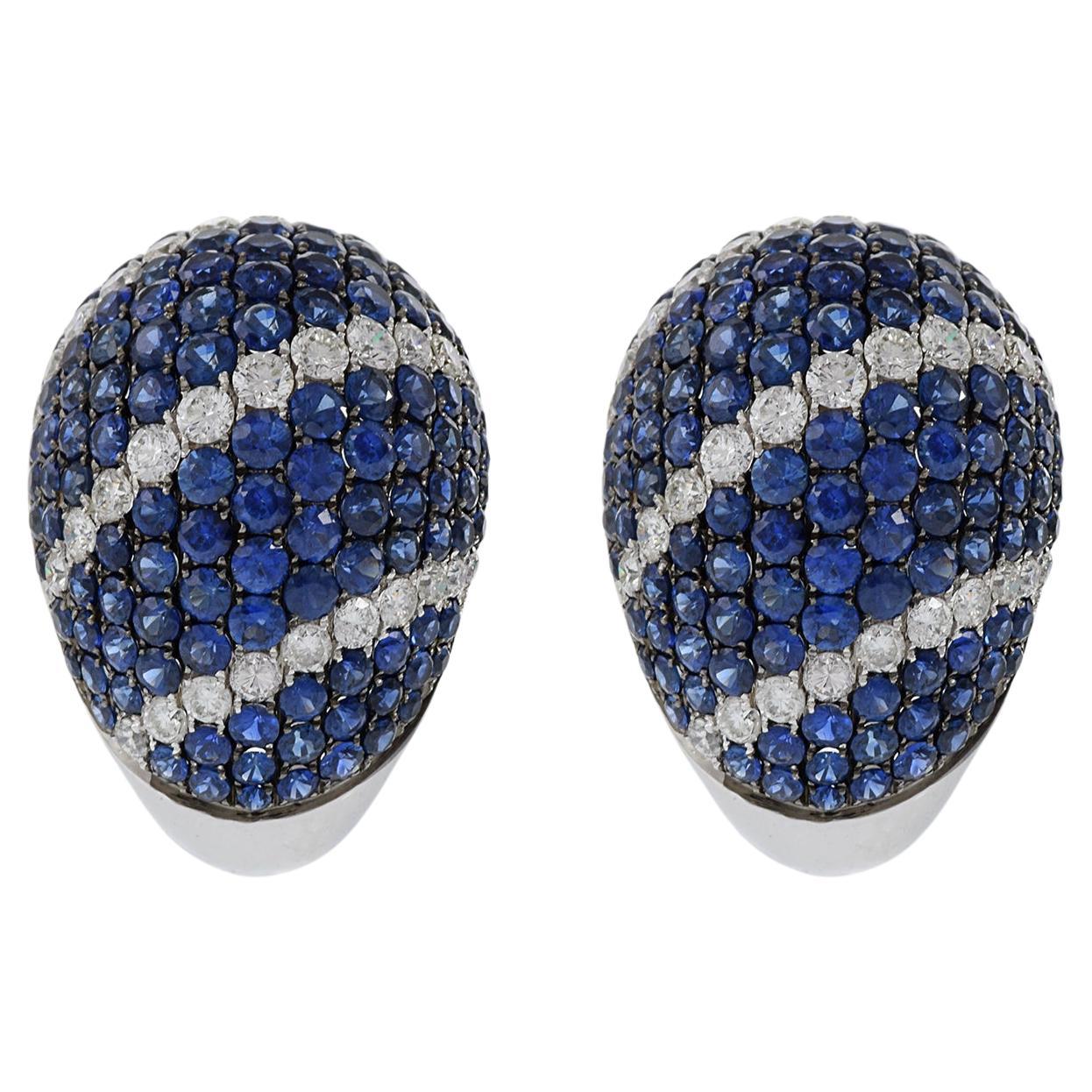 18KT White Gold Sapphire Earrings Huggies