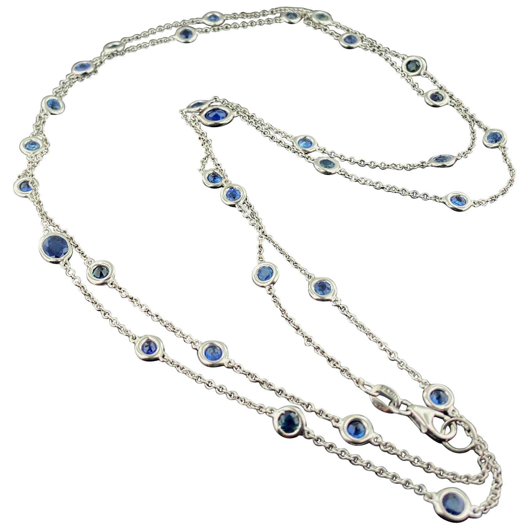 18kt White Gold Sapphires by the Yard Necklace