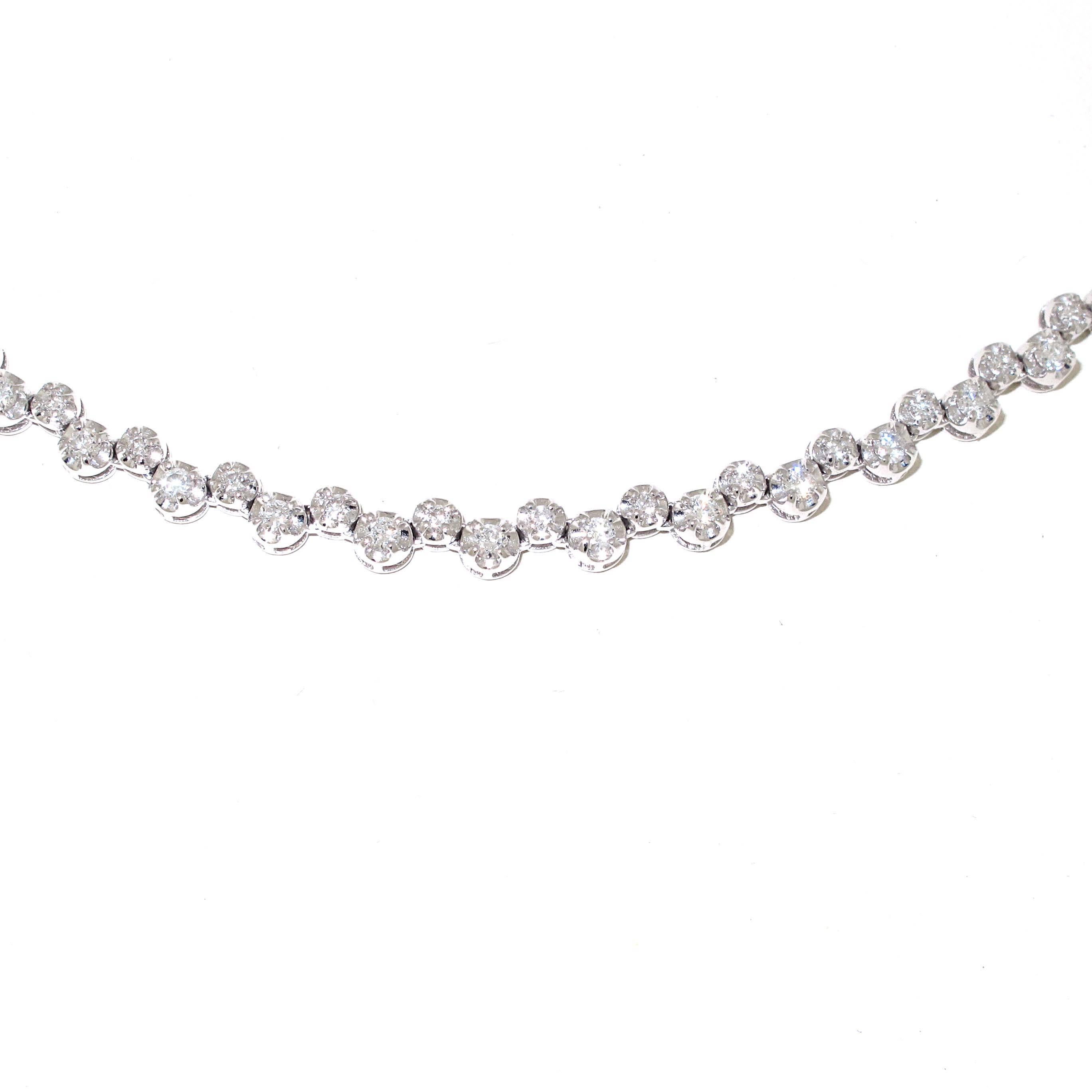 Round Cut 18kt White Gold side by side diamond chain. Over 6 carats of diamonds! 31 inches
