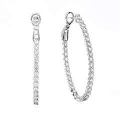 Natural Diamond 1.54 carats 18Kt White Gold 'In and Out' Hoop Huggies Earring