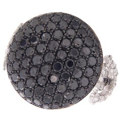 Bague "Smile Pavé" en or blanc 18 carats Diamants noirs et blancs