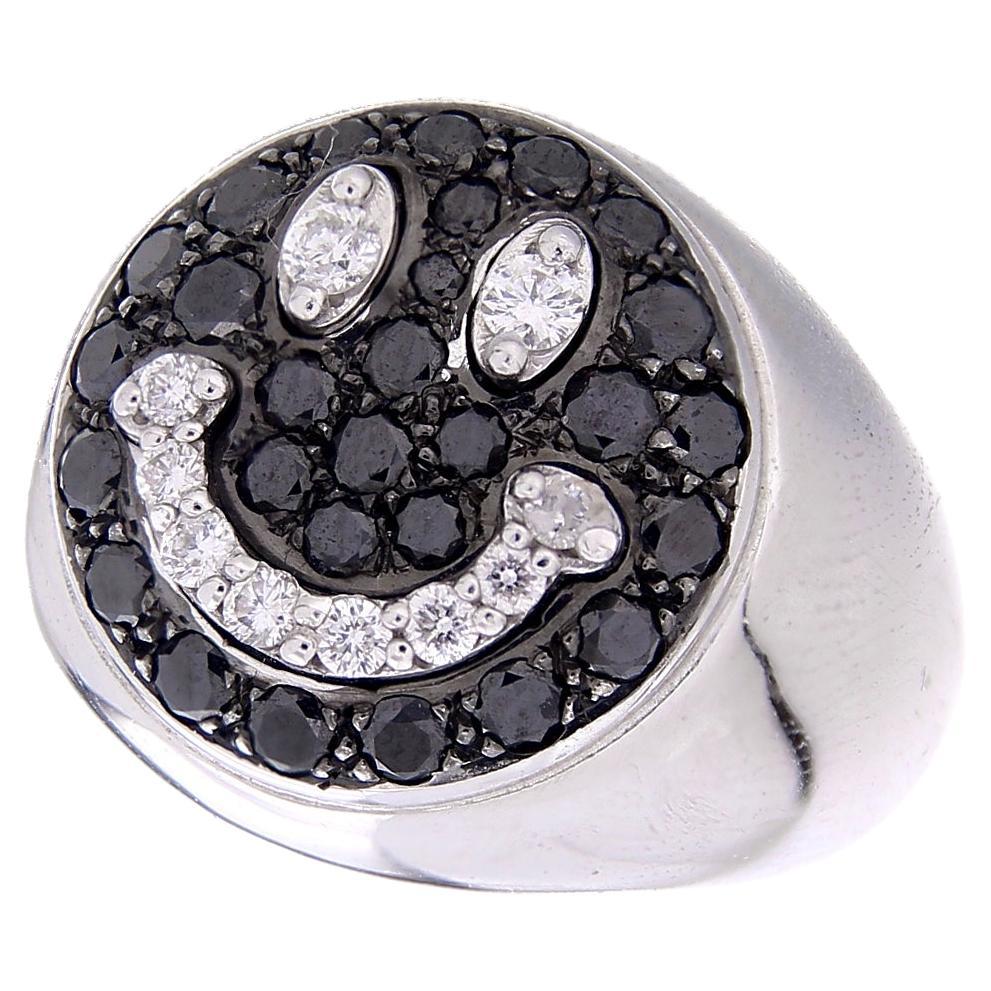 Anillo "Sonrisa" de oro blanco de 18 quilates 0,40 quilates de diamantes negros y 0,24 quilates de diamantes blancos en venta
