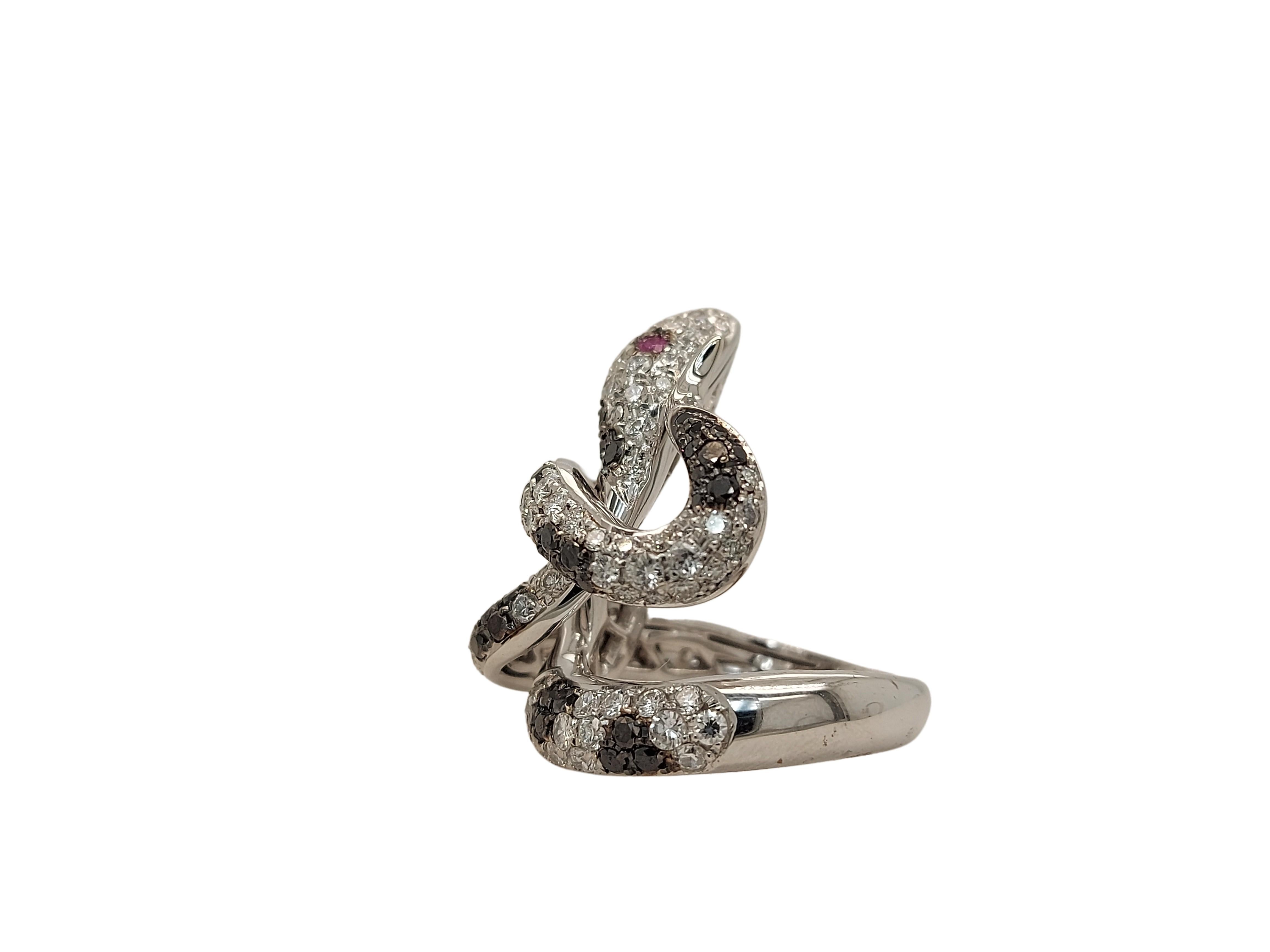 white gold diamond snake ring