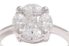 18kt. White Gold Solitaire Ring Marquise & Princess Cut Diamonds