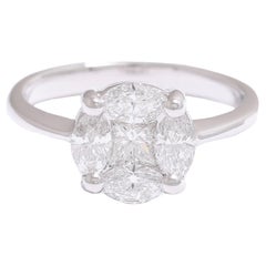 18kt. White Gold Solitaire Ring Marquise & Princess Cut Diamonds