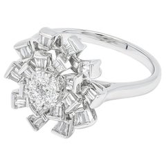 Diamante natural 0,64 quilates Anillo de cóctel de alta costura en oro blanco de 18 quilates