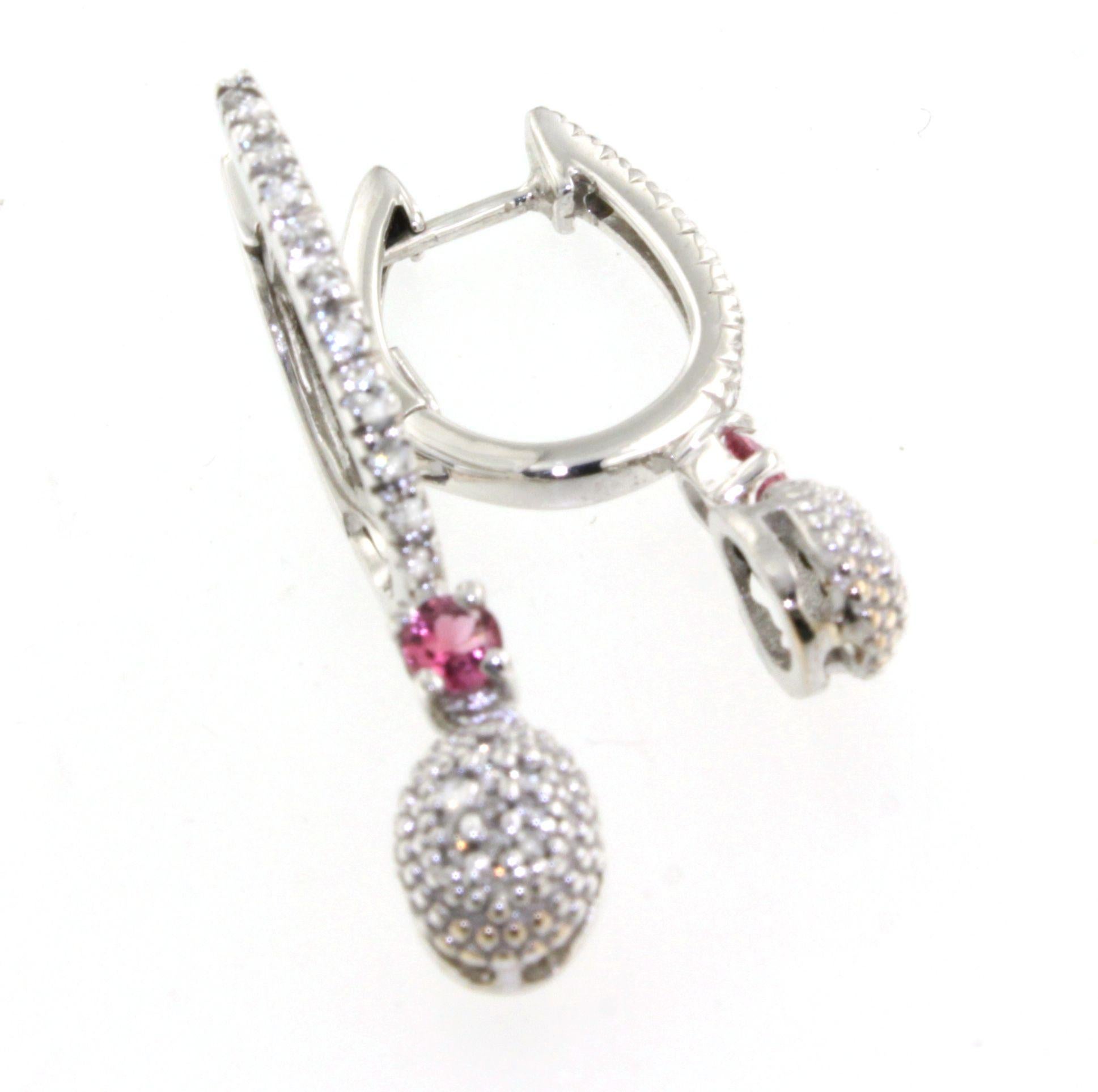 18 Karat Weißgold SteinTourmaline Weiße Diamanten Mode Zeitlose klassische Ohrringe im Zustand „Neu“ im Angebot in GALLARATE, IT