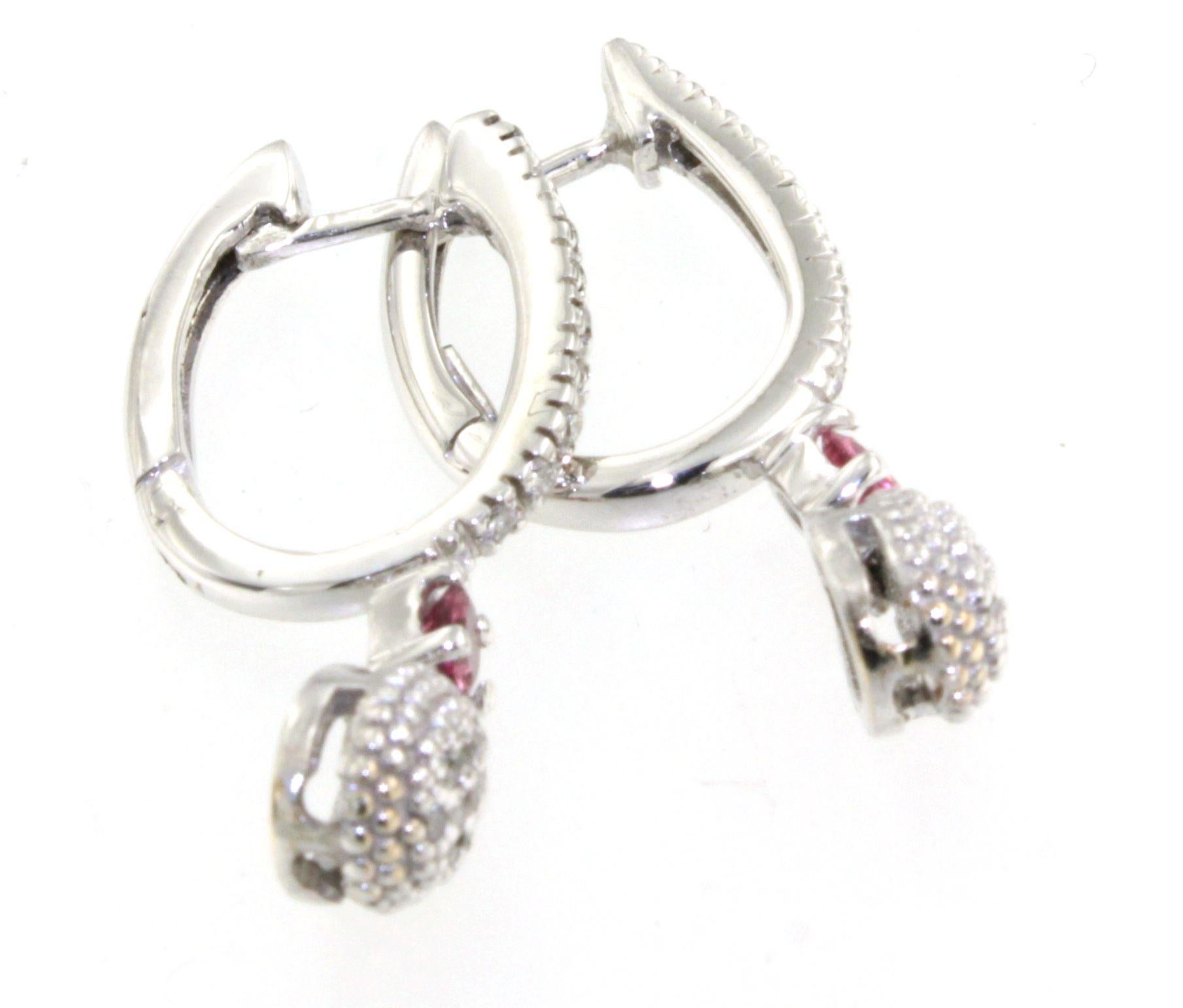 18 Karat Weißgold SteinTourmaline Weiße Diamanten Mode Zeitlose klassische Ohrringe im Angebot 1