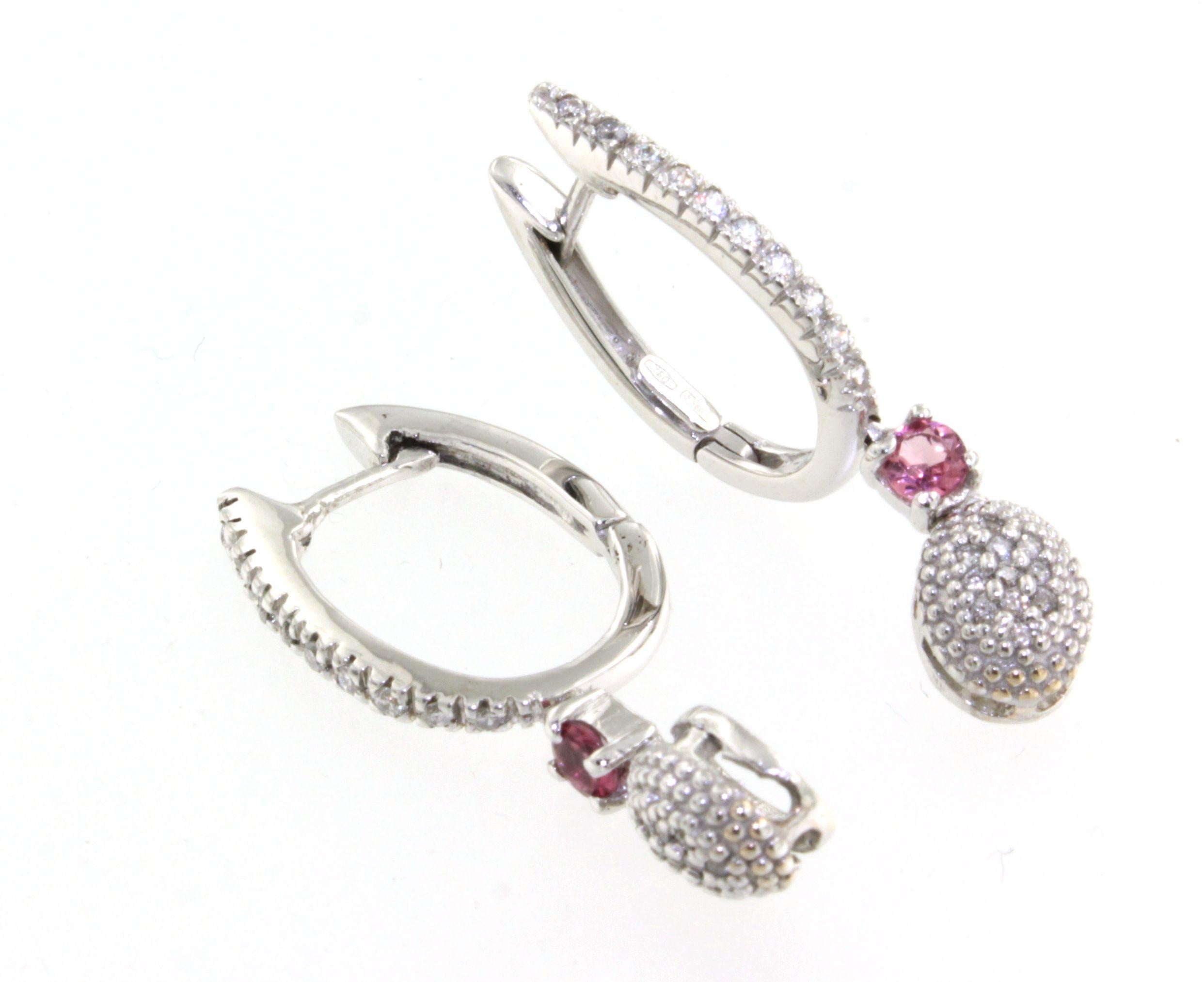 18 Karat Weißgold SteinTourmaline Weiße Diamanten Mode Zeitlose klassische Ohrringe im Angebot 4