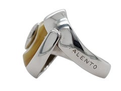 18kt White Gold Talento Italiano Ring with Diamonds & Nacre