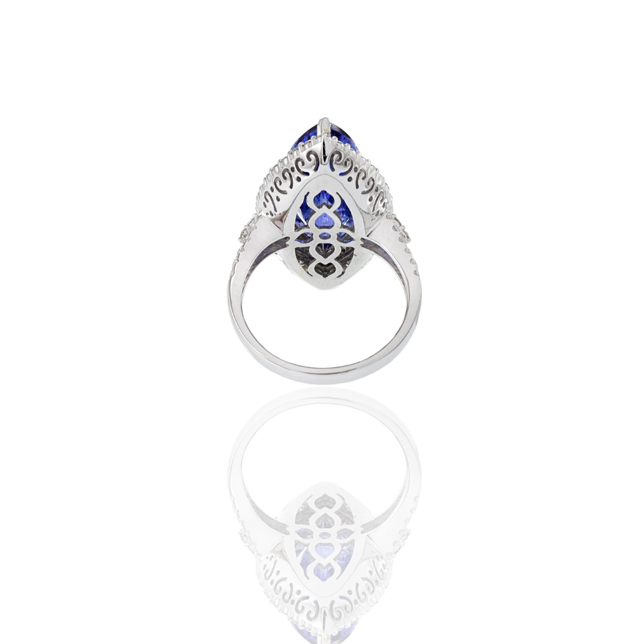 18KT White Gold Tanzanite And Diamond Ring For Sale 4